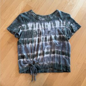 Aerie Green and Gray Tie-Dye Short Sleeve Top
